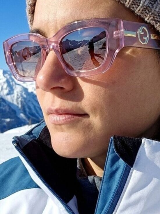 Gucci GG1558SK 003 Sunglasses Pink Rectangle Frame, Burgundy Lenses main image 5